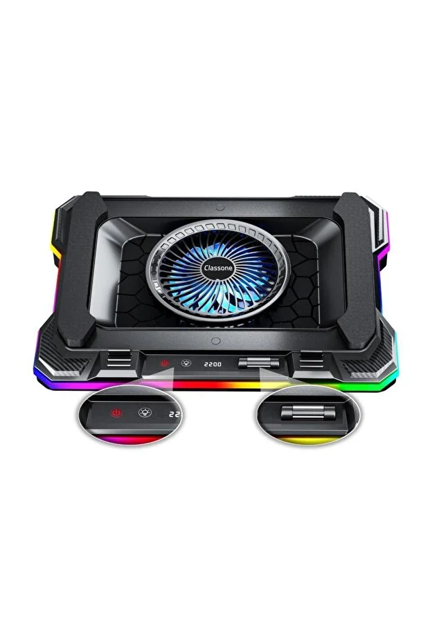 Gt100 Gaming Laptop Sogutucu 2200rpm , Rgb Işıklı , Led Display Notebook Soğutucu Stand